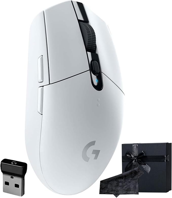 Logitech G305 Lightspeed Wireless Gaming Optical Mouse, White | Hero Sensor, 12,000 DPI, Lightweight, 6 Programmable Buttons, 250h Battery, Onboard Memory, PC/Mac | Signature Series Gift Bundle