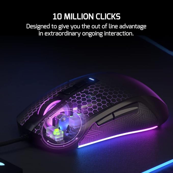 GAMEPOWER Kyojin Wired Gaming Mouse, RGB Lighting, 6400 DPI Optical Sensor, Gamer Macro Software, Programmable Side Buttons - PC Gaming Mice for Gamers, Black