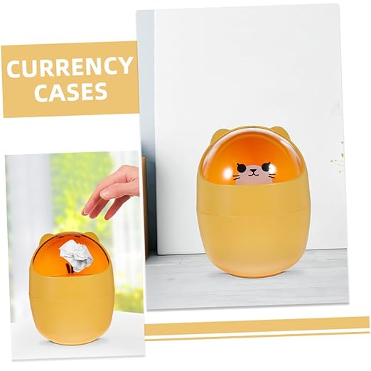 Angoily 2pcs Mini Desk Trash Can Bin Lid Slim Garbage Can for Desktop Small Bedroom Trash Lid