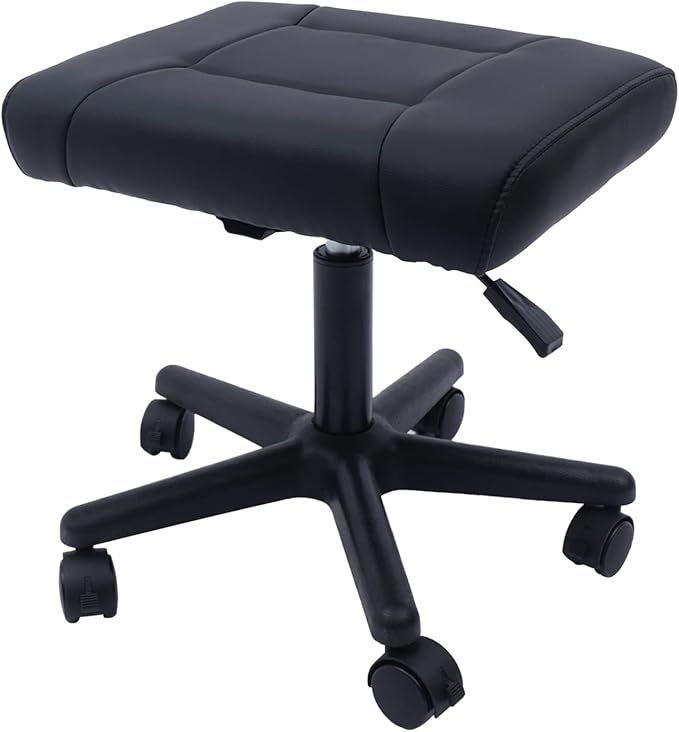 Foot Stool Adjustable,Office Ottoman Under Desk,Leg Rest Ottoman with 360° Swivel Rolling Wheels,Multi-Use Stool for Gaming Chair,Home,Office