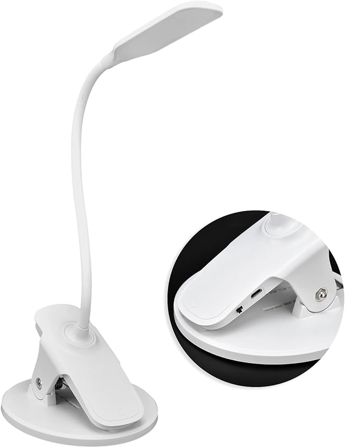Topyond Desk Lamp with Clamp, 360° Adjustable USB Clip Light, Eye Caring Reading Lamp with Heat-Resistant Base for Home Office Dormitory Study