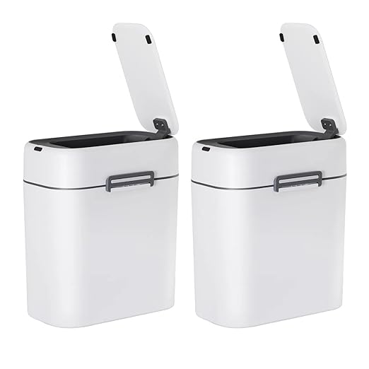 Bigacc Bathroom Trash Can with Lid, Small Touchless Garbage bin, Automatic Motion Sensor Waste bin, Waterproof 2.2 Gallon Slim Trash Can for Home,(2 Set)