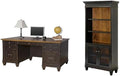 BOWERY HILL Set of 2 Double Pedestal Office Desk & Bookcase with Doors