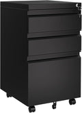 GarveeHome File Cabinet 3-Drawer Mobile File Cabinet with Lock Keys | Under Desk Storage Fits Legal Letter A4 Easy Assembly Office