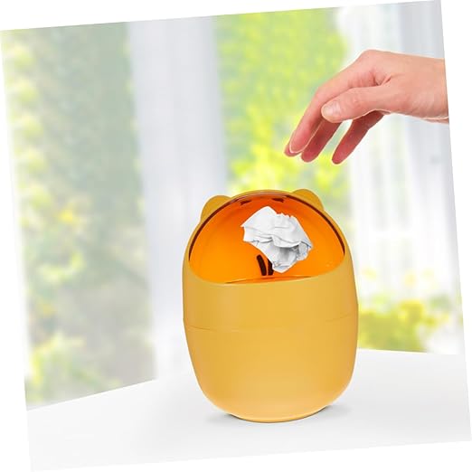 Angoily 2pcs Mini Desk Trash Can Bin Lid Slim Garbage Can for Desktop Small Bedroom Trash Lid