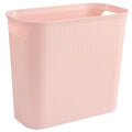 rejomiik Small Trash Can, 3.5 Gallon Garbage Can Slim Waste Basket Plastic Trash Bin Container with Handles for Bathroom, Bedroom, Office, Home, Dorm Room, Kitchen, Rectangular, Rosette Pink