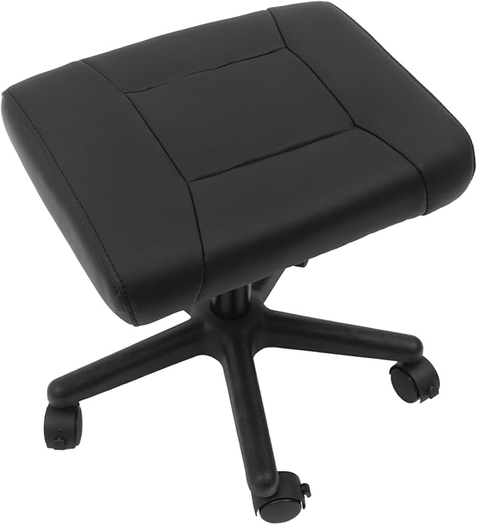 Footrest Stool Under Desk, Adjustable Height Under Desk Leg Rest Ottoman Swivel Rolling Stool Chair with 360°Rolling Lockable Wheels for Gaming, Home Office, Load-Bearing Capacity 220.46lbs, Black