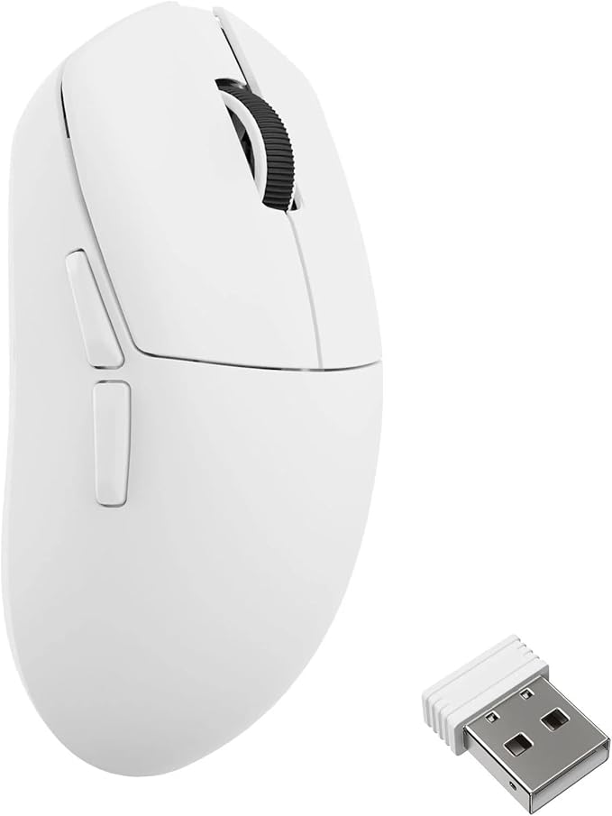 LEMOKEY G1 8K Wireless Bluetooth 5.1/2.4 GHz/Wired Optical Mouse, Ultra-Lightweight 55g Programmable PixArt 3395 Sensor with up to 26,000/30000 DPI/ 650/750 IPS for Windows Mac Linux - White