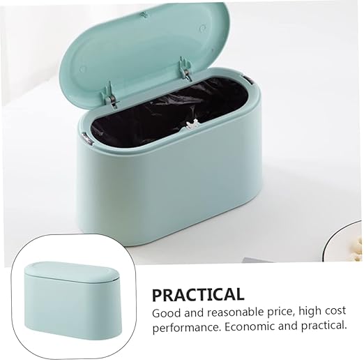 Unomor Slim Desktop Press Trash Can Kitchen Garbage Bin for Tabletop Office Dorm Mini Trash Can Ejection Cover Cute Fashionable Design Easy to Use