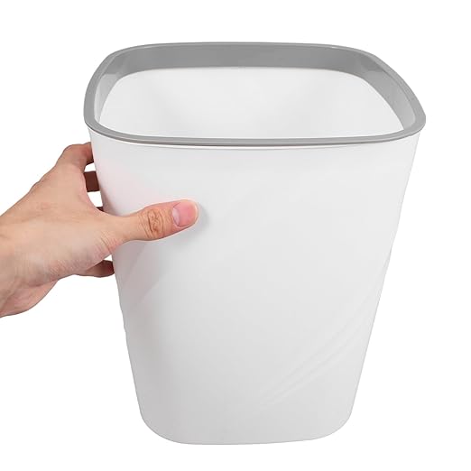 Large Capacity Lidless Trash Can for Home and Office Sleek White Garbage Bin for Bathrooms Kitchens and High-Traffic Areas Waste Container for Everyday Use