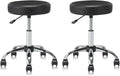 KLASIKA Set of 2 Round Rolling Stool Swivel with Wheels Adjustable Height Heavy Duty Wide Seat Drafting Stool Chair for Office Salon Massage Spa Medical Tattoo Beauty 2 Pack