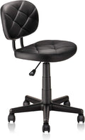 KLASIKA Round Rolling Stool with Adjustable Height and Pu Leather Backrest Swivel Stool Chair for Salon Tattoo Work Office Massage Black