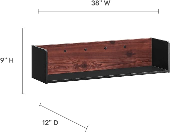 Modway EEI-6311-BLK-CHE Kinetic 38" Wall-Mount Office Desk with Cabinet and Shelf, Black Cherry