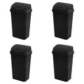 Sterilite Swing-Top Office Wastebasket – Black (4-Pack, 13 Gal)