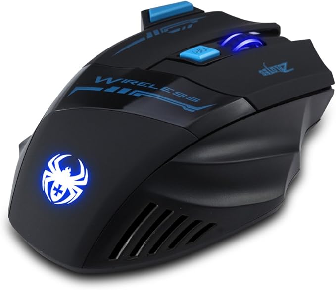 zelotes F14 Professional Blue LED 2400 DPI USB 2.4G Optical Wireless Gaming Mouse Mice for Laptop,Desktop,PC,MacBook (Black)
