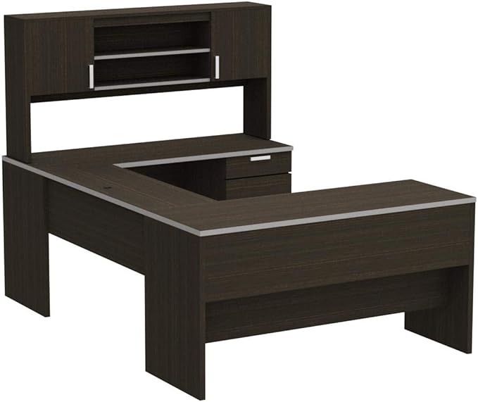 Bestar, Ridgeley Collection, 3-Piece Set Including a U-Shaped Desk with Hutch, a Lateral File Cabinet, and a Bookcase