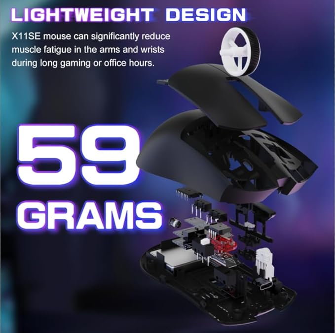 ATTACK SHARK X11SE Ultra-Light Wireless Gaming Mouse,Tri-Modes BT5.2/Type-C Wired/2.4G,PixArt PAW3311 Gaming Sensor,22KDPI,5 Programmable Buttons for Laptop,PC,Mac Gamer (Black)