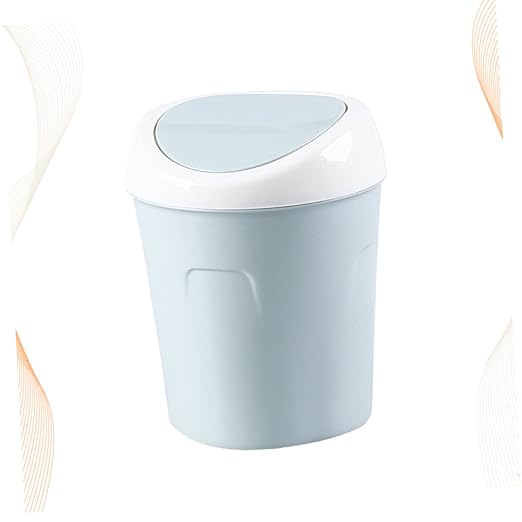SOLUSTRE Plastic Trash Can Lid Mini Desktop Garbage Bin Office Waste Basket Slim Trash Can for Home Kitchen Desk Easy to Clean