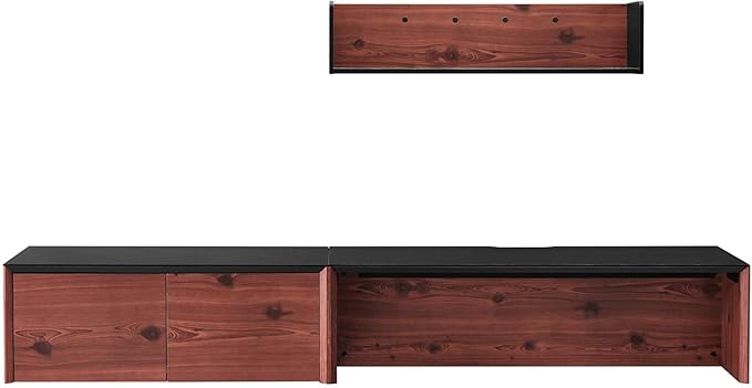 Modway EEI-6312-BLK-CHE Kinetic 49" Wall-Mount Office Desk with Cabinet and Shelf, Black Cherry
