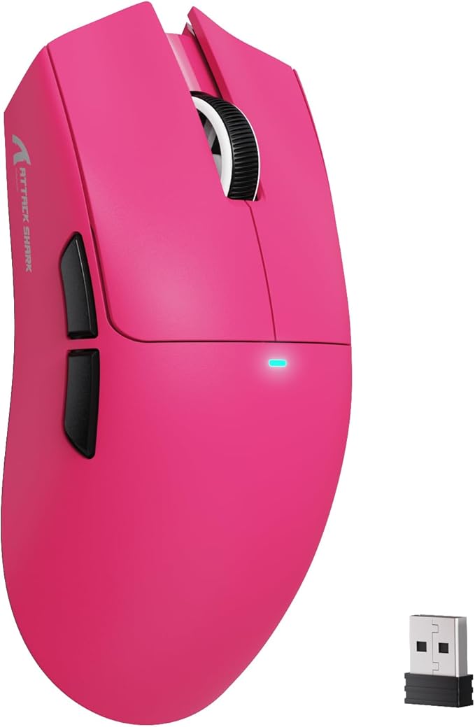MAMBASNAKE Attack Shark X11SE Lightweight Wireless Gaming Mouse, Tri-Mode 2.4G/USB-C Wired/BT, 22K DPI, PAW3311 Optical Sensor, 59g, 5 Programmable Buttons, 300mAh Battery for PC/Mac((Berry Red)
