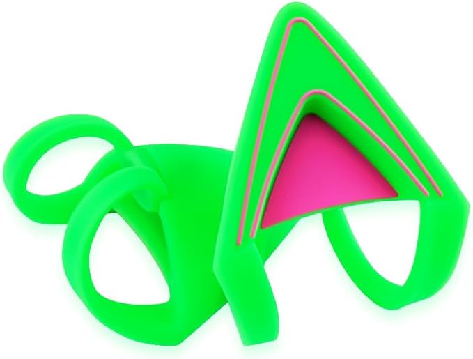 Glow in Dark Silicone Cat Kitty Ears Lovely Fluorescent Cat Ears Compatible for Bose/Razer/HyperX/Corsair/SteelSeries Arctis/Edifier Gaming Headphones (Green)
