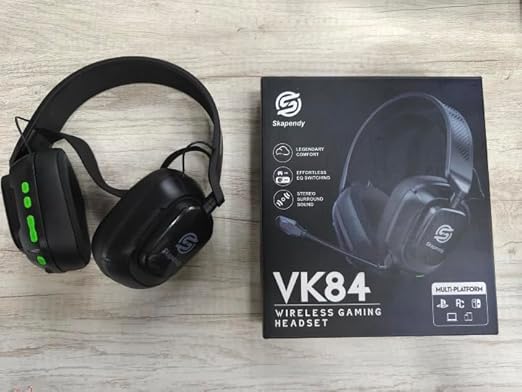 SKAPENDY 2.4GHz Wireless Gaming Headset for Switch, PS4, PS5, PC, Ultra-Low Latency, Lossless Bluetooth Gaming Headphones with Noise-Canceling Mic, 50+ Hr Battery for Atari 2600 Accessories
