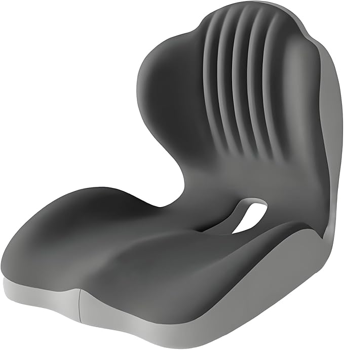 Seashell Memory Foam Seat Cushion -for Office Chair, Truck seat, Car Seat,Desk Chair, Airplane L-Shaped Back Support & Sciatica Relief & Tailbone Coccyx Pain Relief for Long Sitting and Driving(B&G)