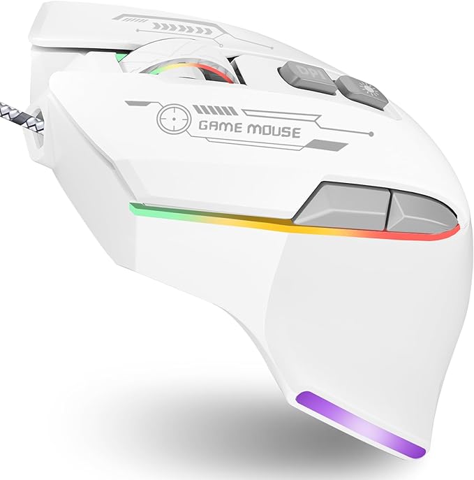 Gaming Mouse, Wired Gaming Mouse with RGB Backlit, 7200DPI Adjustable, PC Gaming Mice with 7 rogrammable Macro Buttonsg, Ergonomic Mouse Gamer for PC, Desktop, Mac，Laptop, Chromebook.