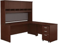 Bush Business Furniture Series C 72W L Shaped Desk with Hutch and Mobile File Cabinet in Mahogany