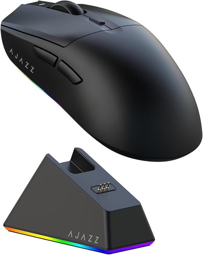 AJ139 V2 MC Wireless Gaming Mouse 2.4G Wired/Bluetooth | RGB Magnetic Charging Dock | Lightweight Design | 12K DPI | 500mAh Battery | PAW3311 Sensor | 5 Programmable Buttons, Compatible with PC/Mac