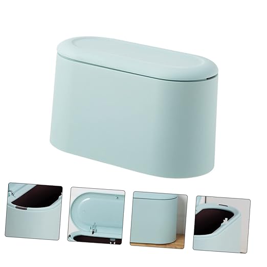 Unomor Slim Desktop Press Trash Can Kitchen Garbage Bin for Tabletop Office Dorm Mini Trash Can Ejection Cover Cute Fashionable Design Easy to Use