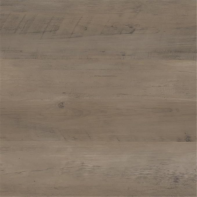 Pemberly Row 60W Hutch for L Shaped Desk, Driftwood Gray Finish, Engineered Wood, Open Cubby Storage, Modern Farmhouse Style Workspace Organizer, Fits Large Monitors or Dual Monitors
