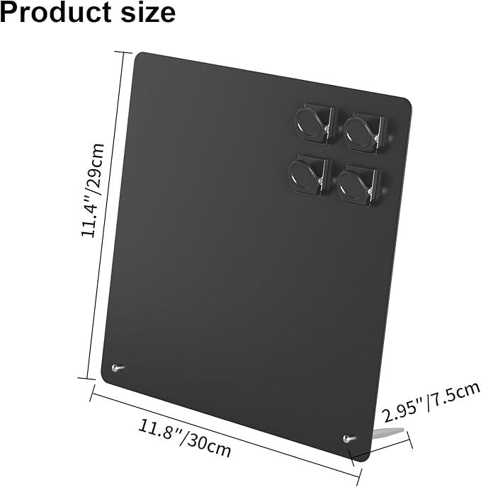 FANXIYQ Black Magnetic Board for Desk, Metal Magnet Display Board for Magnets & Souvenirs, Travel Magnet Board & RV Sticker Board, Magnetic Memo Board with Removable Foot Pads