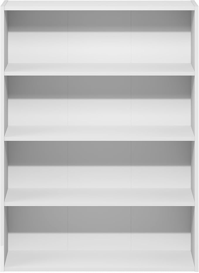 Furinno PASIR Book Shelf, 4-Tier Bookshelf with Open Storage Shelf, Standing Bookcase, 9.3 x 31.3 x 41.8, Easy Assembly, for Home Office, Bedroom, Living Room, White