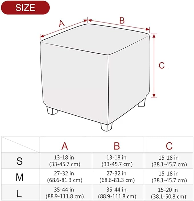 Ottoman Cover Square Velvet Ottoman Covers Protector for Footrest Foot Stool Furniture Stretch Comfortable with Elastic Bottom Large Ivory
