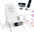 Mini Chair Wireless Fast Charger Multifunctional Phone Holder, 2026 New Wireless Fast Charger Phone Stand with Speaker, 3 in 1 Charging Desktop Stand for Cell Phones (White)