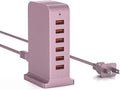 Charging Station for Multiple Devices,VPSUN 50W USB Charger Tower,Multi 6 Port USB Charging Hub Compatible with iPhone 15/14/14 Pro/14 Pro Max/Android/Samsung/Tablet,etc(Pink, 50W)