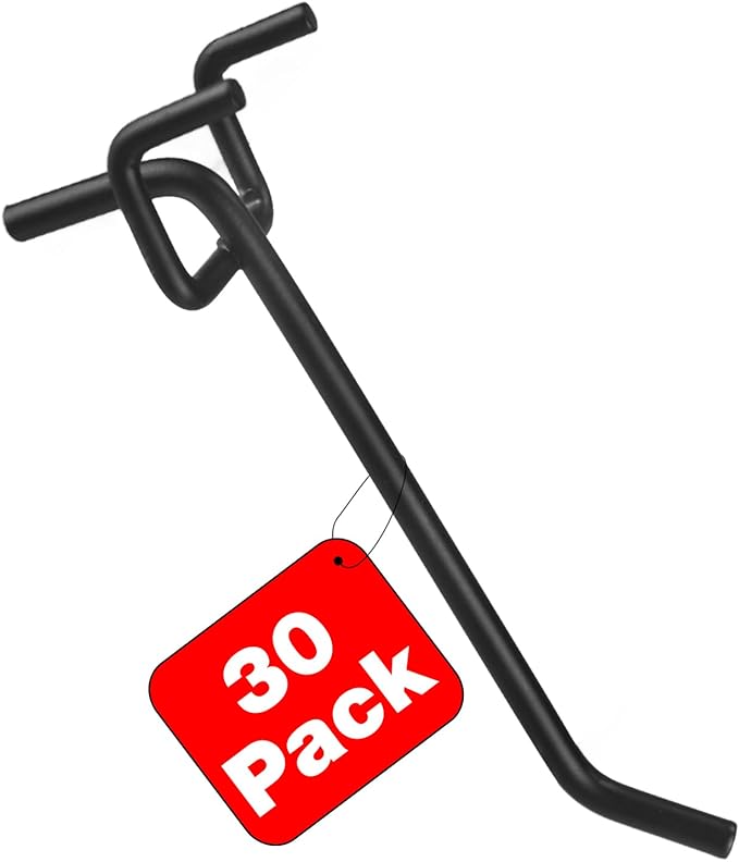 G.CORE Pegboard Hooks Accessories - 30pcs 4inch Metal Peg Board Tool Hangers, Fits 1/8 1/4 Pegs Slots, Pegboard Wall Organizer Shelving Racks, Hanging Display Storage Holders for Garage Craft (Black)