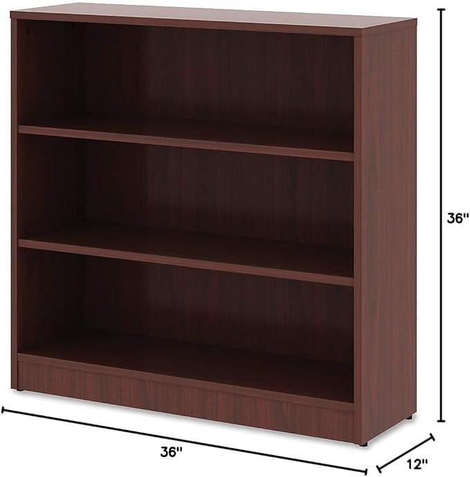 Lorell Mahogany Laminate Bookcase, 36" x 36" x 12"