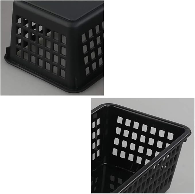 6 Pack Small Plastic Storage Baskets, Black Desktop Baskets