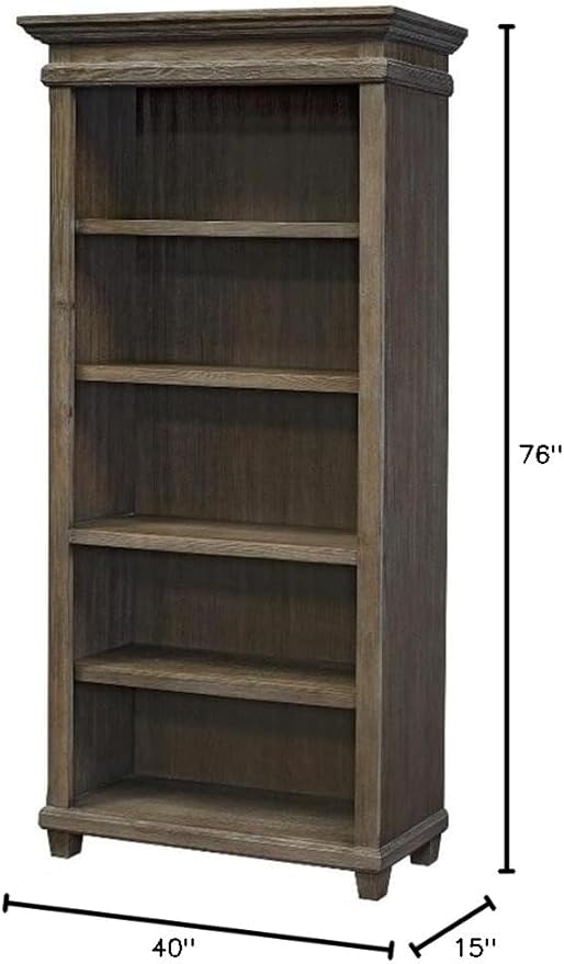 BOWERY HILL Set of 2 Credenza Office Desk Writing Table and Open Bookcase - Gray
