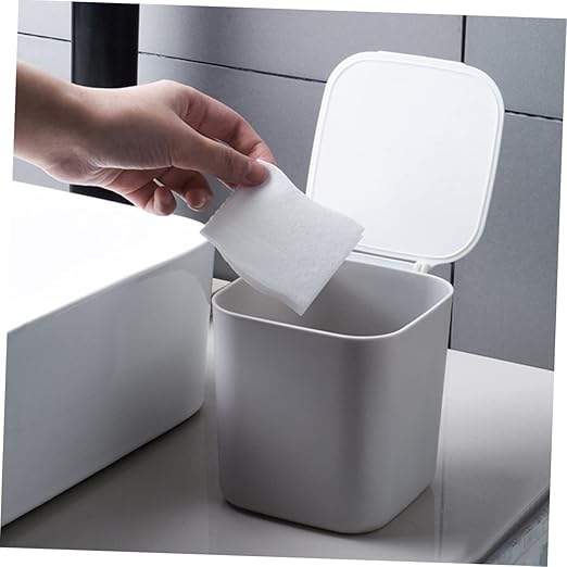 Slim Trash Cans Lids 2pcs Desktop Trash Can Set Small Bin for Kitchen Bathroom