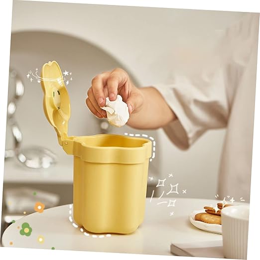 DECHOUS 2pcs Small Basket Mini Kitchen Garbage Can Lid Plastic Desktop Trash Bin Slim Trash Can for Office