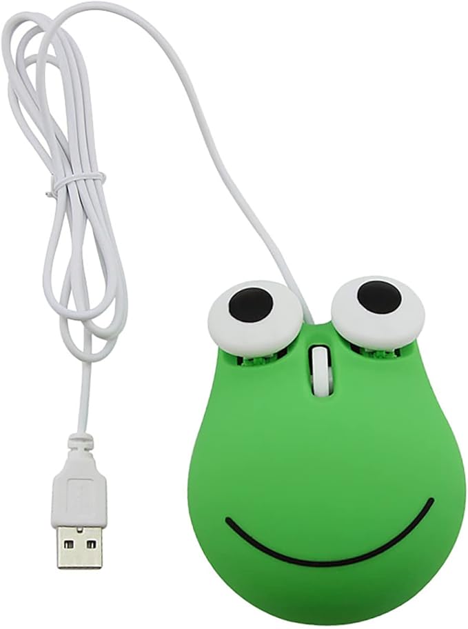 Sokelinn-six Wired Cute Mouse, USB Wired Mause for Kids with Lovely Cartoon Shaped, 1600PDI 3 Buttons Ergonomic Mini Mice for PC Laptop Desktop (Green Frog)
