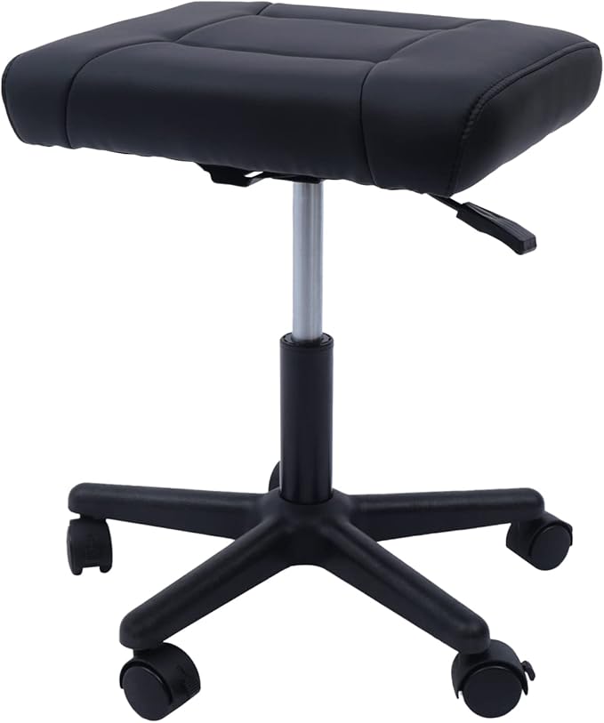 Home Office Footrest Stool Under Desk Adjustable Height Ergonomic Foot Stool with Wheels 360 Rolling Footrest (Black)
