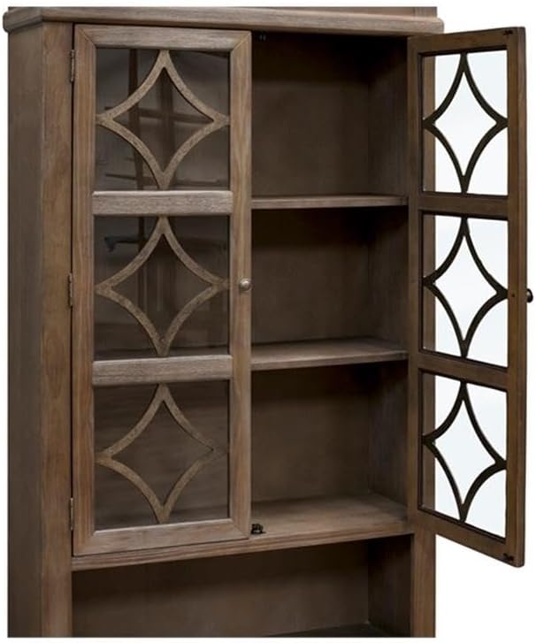 BOWERY HILL Set of 2 Open L-Desk & Return Writing Desk & Glass Display Bookcase