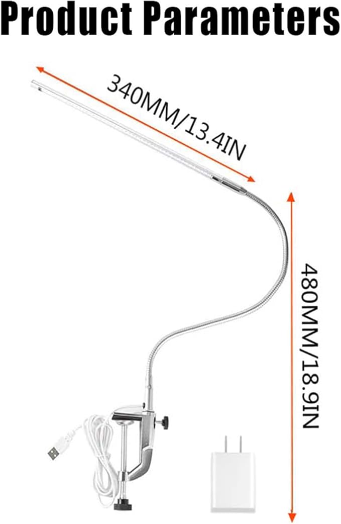 Brokimis Nail Desk Lamp with Clamp, New Upgrade 8-10W Dimmable LED 360° Flexible Gooseneck Nail Tech Table Desk Light for Manicure Reading Eyebrow Tattoo