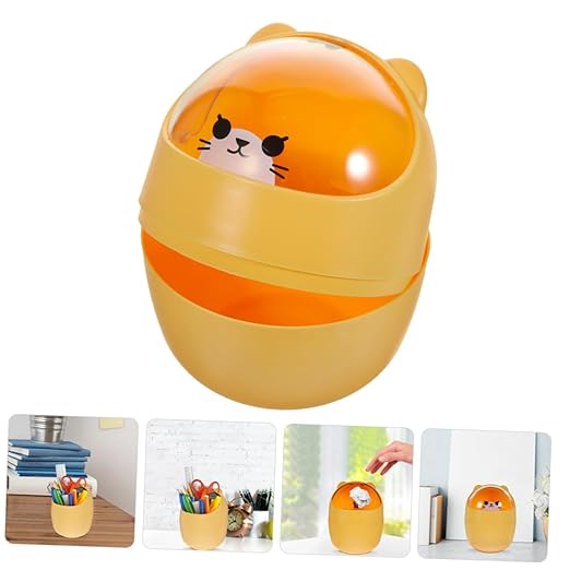 Angoily 2pcs Mini Desk Trash Can Bin Lid Slim Garbage Can for Desktop Small Bedroom Trash Lid