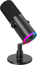 TONOR Dynamic Gaming Microphone, XLR/USB Mic Streaming, AI Noise Cancellation, Controlable RGB, Tap Mute, 3.5mm Headphone Jack, Volume Control, Microfono with Desktop Stand, Black, TD510 AIR S