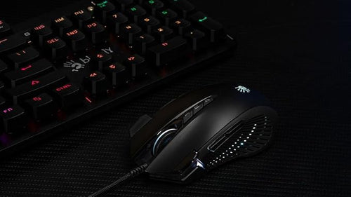 Bloody J90s RGB Gaming Mouse, High Precision 8000 CPI, 150 IPS, 25g Acceleration, 12 Customizable Buttons, Ambidextrous